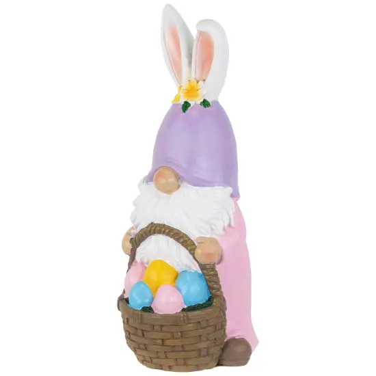 Northlight Easter Bunny Gnome with Egg Basket Figurine - 11.5" Pink {4}