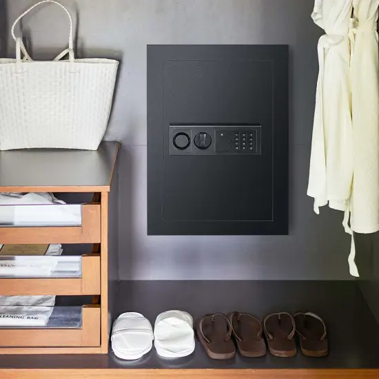 Costway 0.8CF Digital Flat Recessed Wall Safe Home Security Lock Gun Cash Box Locking {2}