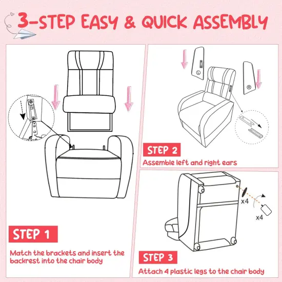 Kids Recliner Chair with Side Pockets and Footrest Red {5}