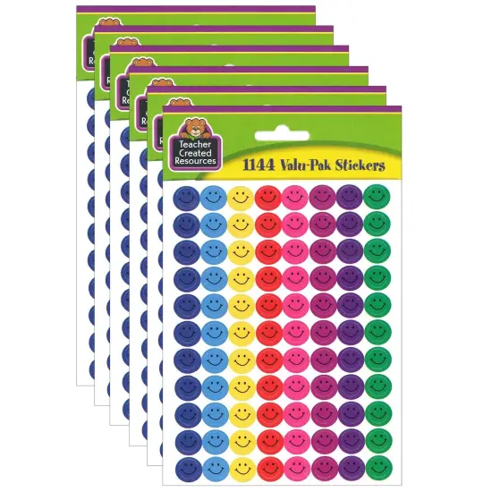 Mini Happy Face Stickers Valu-Pak, Multi Color, 1,144 Per Pack, 6 Packs {1}