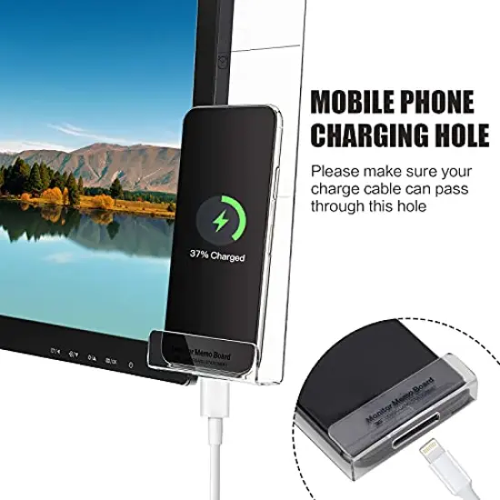 Multifunction Computer Monitor Memo Board - Transparent Computer Side Panel Memo Creative Monitor Side Panel with Phone Holder Suitable for Office Home Desktop (Left and Right) 1 Set {6}