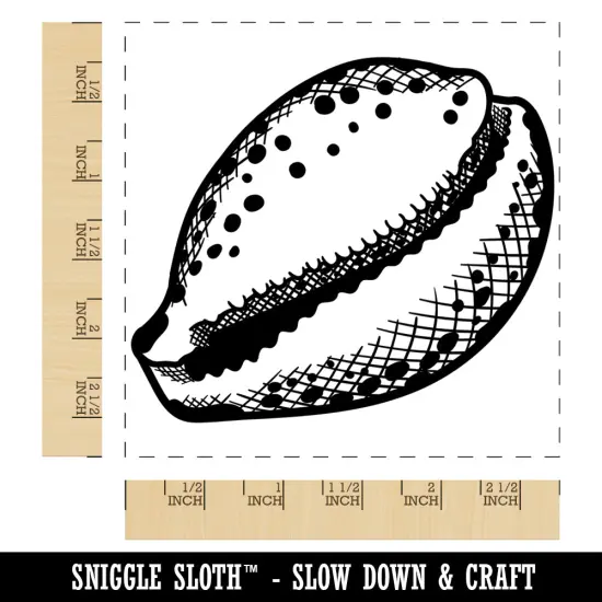 Cyprae Tigris Cowrie Hashmark Shaded Shell Beach Seashell Square Rubber Stamp for Stamping Crafting {1}