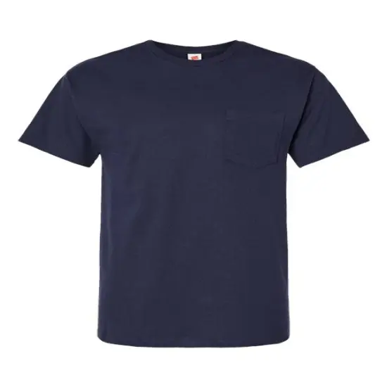Hanes&reg; Essential-T Pocket Crew Neck Short Sleeve T-Shirt Athletic Navy {1}