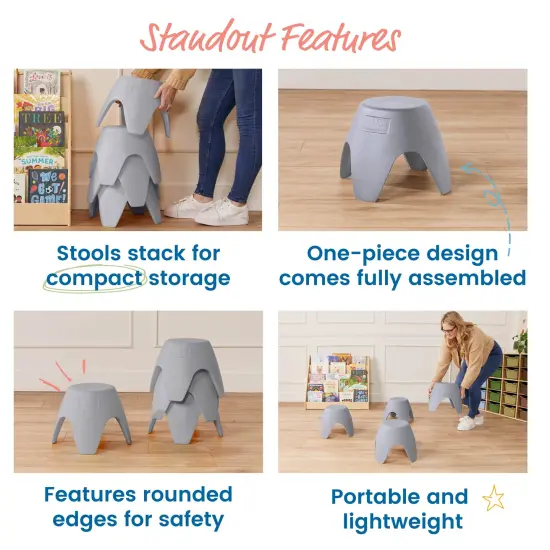 Ayana Stool Set, Flexible Seating, 4-Pack Light Grey {5}