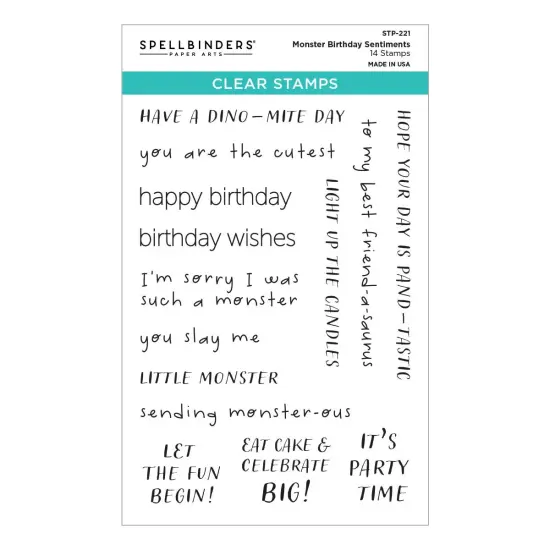 Spellbinders Clear Stamp Set From The Monster Birthday Colle-Monster Birthday Sentiments {1}
