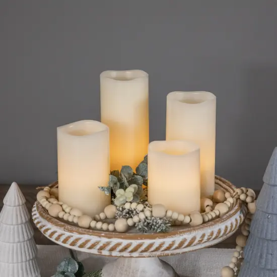 Northlight LED Flameless Flickering Wax Pillar Candles - 7" - Cream - Set of 4 Ivory {4}
