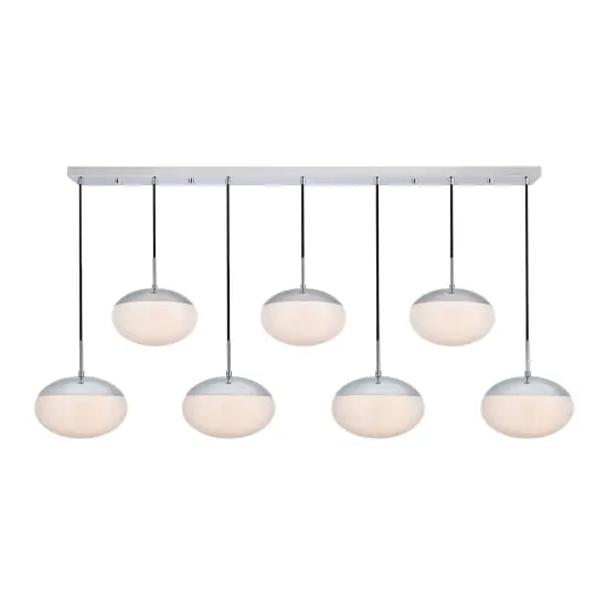 Eclipse 7 Lights Chrome Pendant With Frosted White Glass {1}