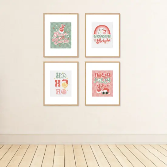 Big Dot of Happiness Groovy Christmas - Unframed Pastel Holiday Linen Paper Wall Art - Set of 4 - Artisms - 8 x 10 inches {4}