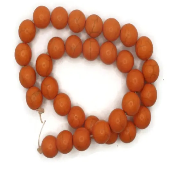 32 12mm Round Dyed Orange Synthetic Turquoise Stone Beads {5}
