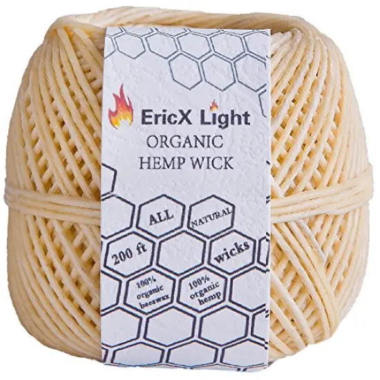 EricX Light Beeswax Hemp Wick,200 ft Spool,100% Organic Hemp Wick Well Coated with Beeswax,Standard Size(1.0mm) {1}