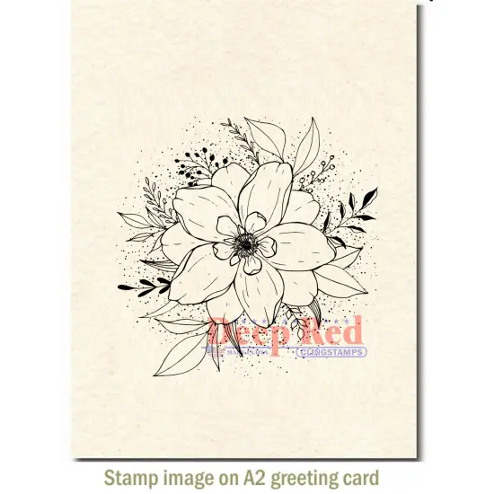Deep Red Stamps Flower Burst Rubber Cling Stamp3.1 x 3.1inches {3}