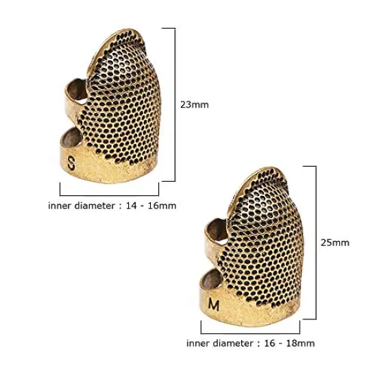 4 Pack Sewing Thimble Finger Protector, Adjustable Finger Metal Shield Protector Pin Needles Sewing Quilting Craft Accessories DIY Sewing Tools Needlework(2 Sizes) {6}