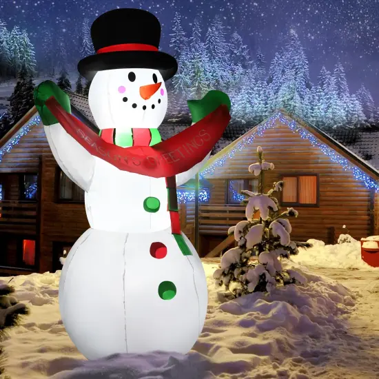 6 Feet Inflatable Christmas Snowman with LED Lights Blow Up Outdoor Yard Decoration {6}