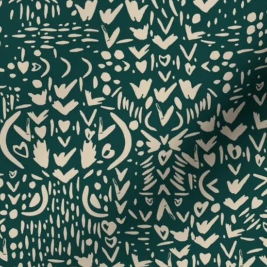 Various Fabrics by the Yard or Fat Quarter Boho Shapes Dark Green Ditsy Hand Painted Custom Printed Fabric by Spoonflower {7}