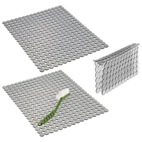 mDesign Plastic Kitchen Sink Protector Set - Circle Design - Set of 3 {1}