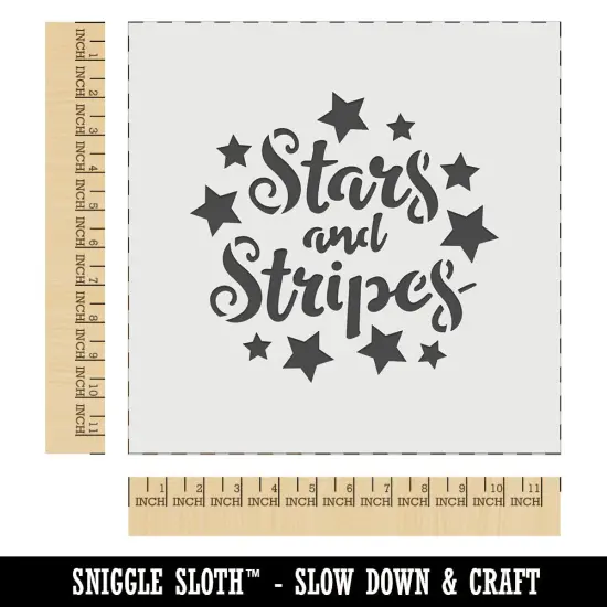 Stars and Stripes Script with Stars Wall Cookie DIY Craft Reusable Stencil {1}