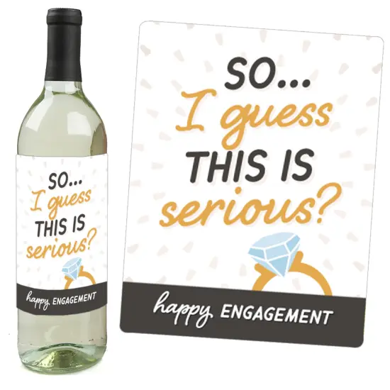 Big Dot of Happiness Just Engaged - Black and White - Engagement Party Decorations for Women and Men - Wine Bottle Label Stickers - Set of 4 {3}