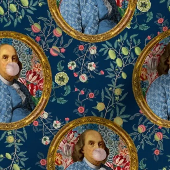 Various Fabrics by the Yard or Fat Quarter Benjamin Franklin Botanical Whimsical Historical Portrait Custom Printed Fabric by Spoonflower {7}