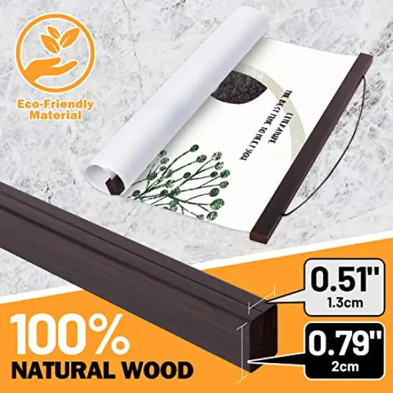 Benjia 8x10 8x12 8x18 Poster Frame, Magnetic Light Wood Wooden Frame Hanger for Photo Picutre Canvas Artwork Art Print Wall Hanging (1 Pack, 8", Walnut) {5}