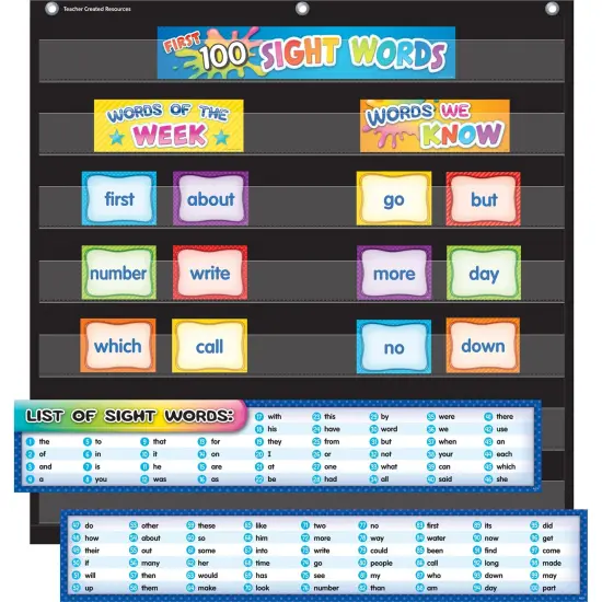 First 100 Sight Words Pocket Chart Cards, 119 Pieces Per Pack, 2 Packs {3}