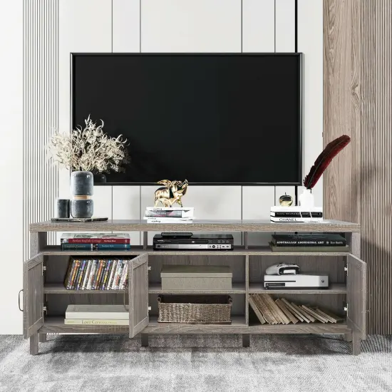 Universal TV Stand Entertainment Media Center for TV's up to 65 Inch Grey {2}