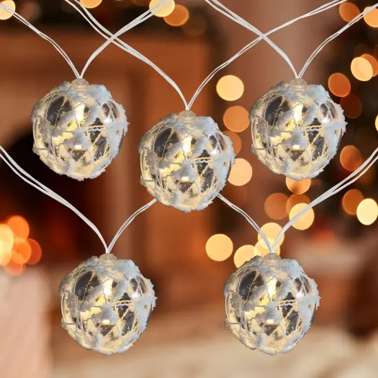 Northlight LED Snowy Ball Christmas Light Set - 4.75' Clear Wire - 10ct {1}