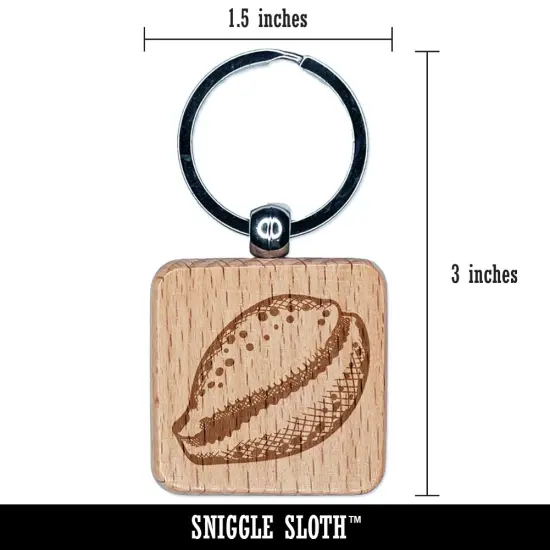 Cyprae Tigris Cowrie Hashmark Shaded Shell Beach Seashell Engraved Wood Square Keychain Tag Charm {2}