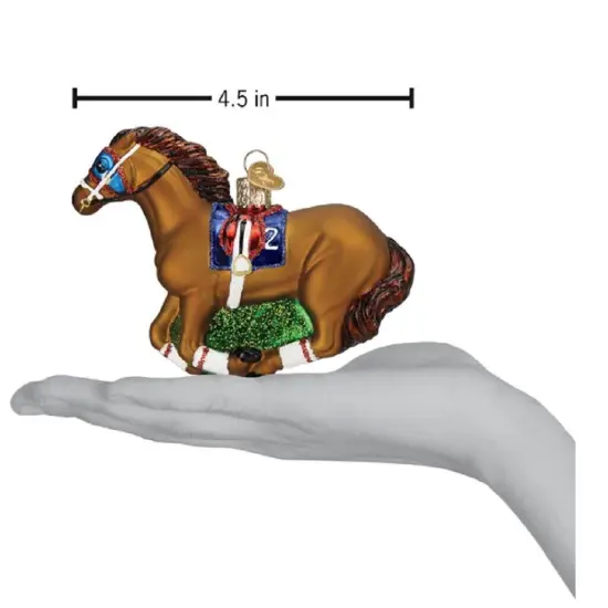 Brown Racehorse Glass Ornament - 4.5 Inches {3}
