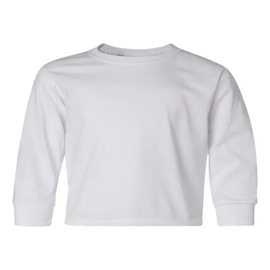 JERZEES&reg; Dri-Power Youth Crew Neck Long Sleeve T-Shirt White {7}