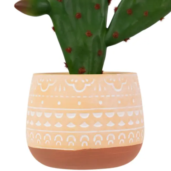 Northlight Real Touch&trade; Artificial Green and Red Potted Floral Cactus - 9.5" {6}