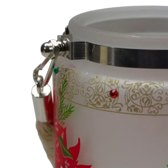 Northlight 4" Hand-Painted Red Poinsettias and Gold Flameless Glass Christmas Candle Holder {4}