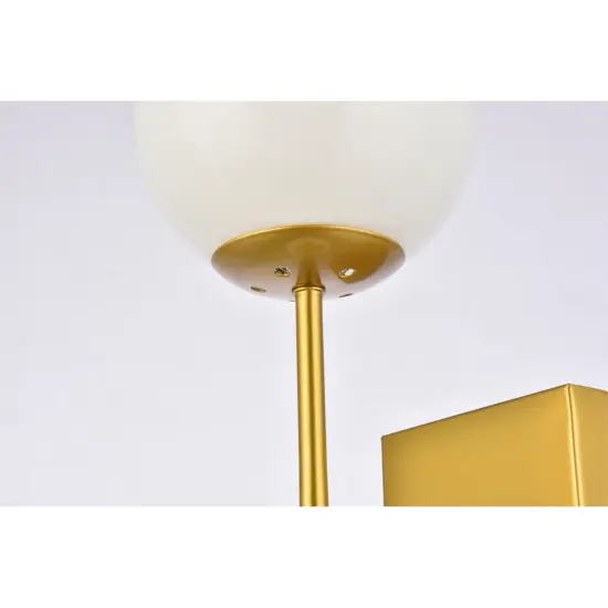 Neri 2 lights brass and white glass wall sconce {6}