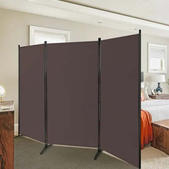 3-Panel Room Divider Folding Privacy Partition Screen for Office Room Brown {5}