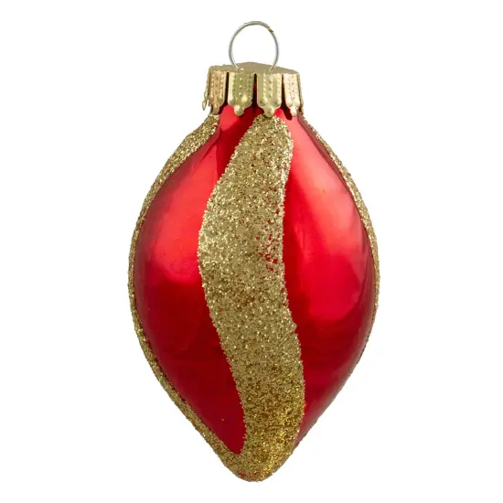 Northlight 2-Finish Glitter Swirls Glass Christmas Finial Ornaments - 2" - Multicolor - 9ct {6}