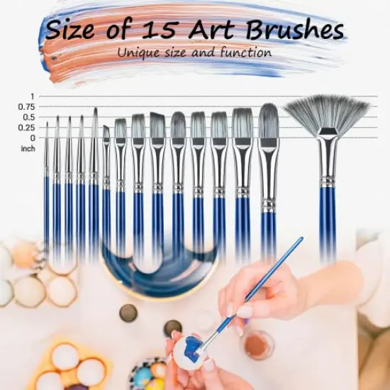 Paint Brush Set,Rosmax Artist Paint Brushes-Nylon Hair and 15 Different Sizes for Acrylic Painting,Oil,Watercolor,Fabric-Great for Kids Adult Drawing Arts Crafts Supplies or Beginners,Professional {5}