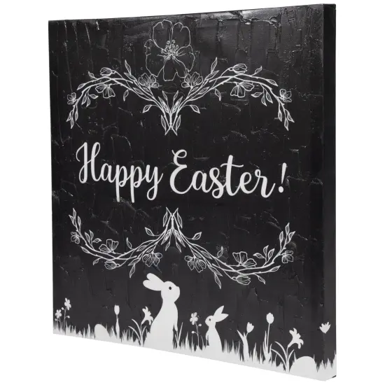 Northlight Black and White Happy Easter Bunnies Canvas Wall Art, 17.75" x 17.75" {4}