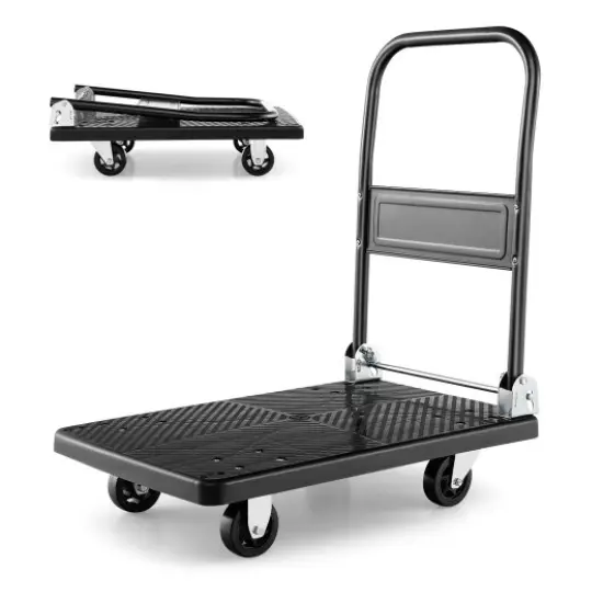 Folding Push Cart Dolly with Swivel Wheels and Non-Slip Loading Area {1}