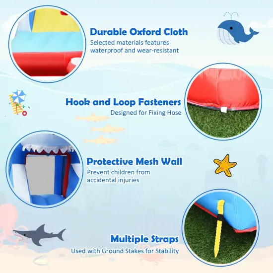 4-in-1 Inflatable Water Slide Park with Long Slide and 735W Blower {5}