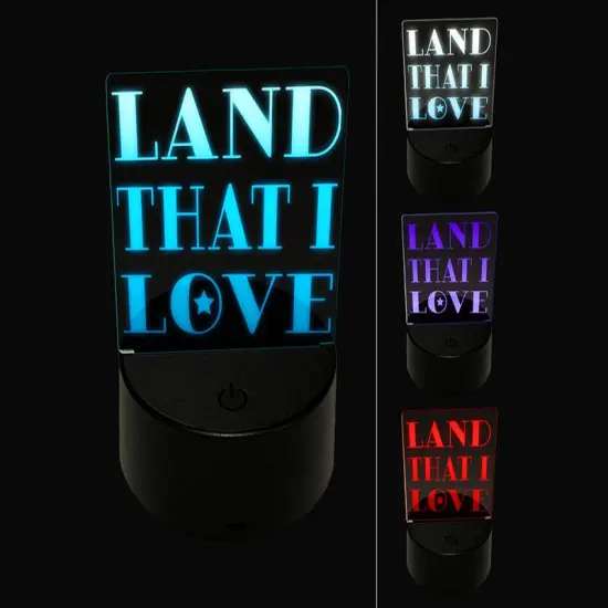 Land That I Love Patriotic USA 3D Illusion LED Night Light Sign Nightstand Desk Lamp {1}