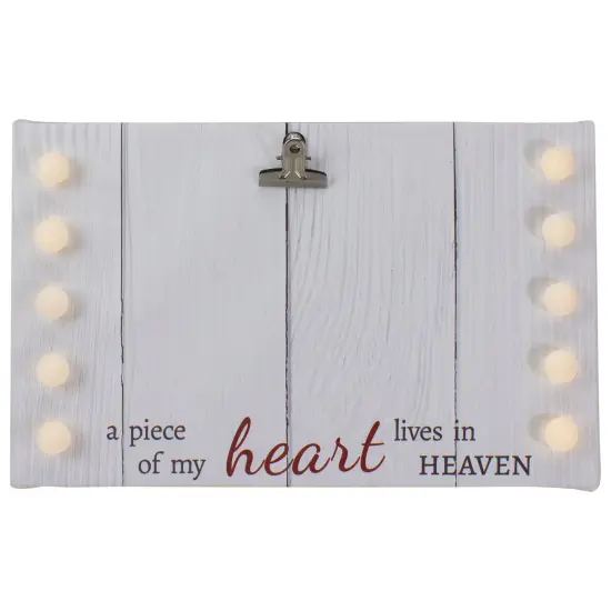 Northlight LED Lighted "A Piece of My Heart Lives in Heaven" Canvas with Photo Clip - 10.25" White {1}
