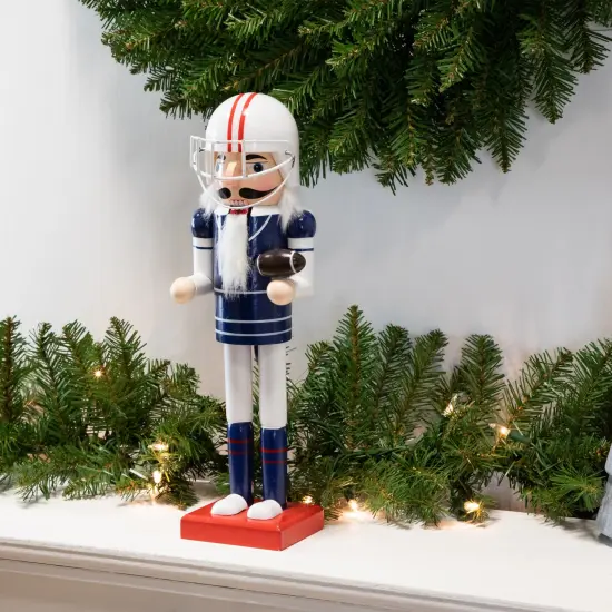 Northlight 14" Red and White Wooden Christmas Nutcracker Football Player {3}