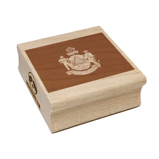 Maine State Flag Square Rubber Stamp for Stamping Crafting {7}