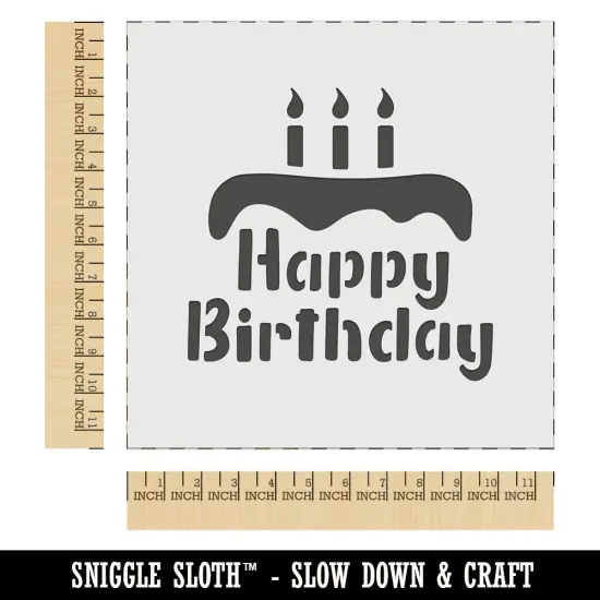 Happy Birthday with Cake Wall Cookie DIY Craft Reusable Stencil {1}