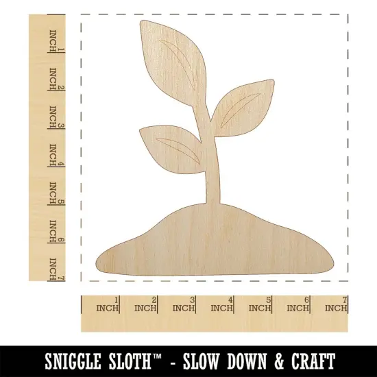 Seedling Growing Plant Unfinished Wood Shape Piece Cutout for DIY Craft Projects {1}