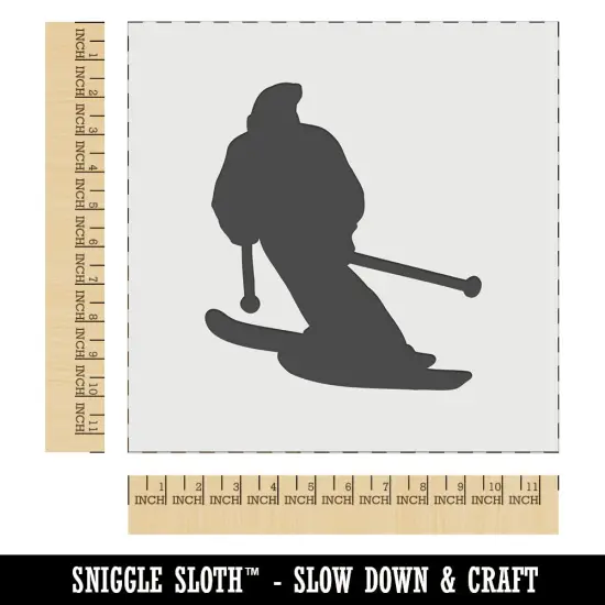 Skiing Skier Solid Wall Cookie DIY Craft Reusable Stencil {1}