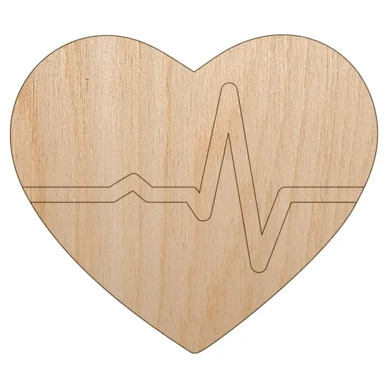 EKG Pulse Heart Beat Unfinished Wood Shape Piece Cutout for DIY Craft Projects {7}