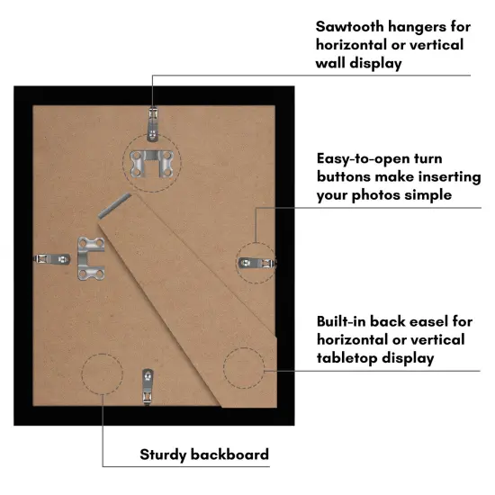 Americanflat 8x10 Picture Frames - Set of 2 - Photo Frames for Wall Display - Polished Plexiglass Cover - Hanging Hardware for Vertical and Horizontal Display - Includes Easel - Black {5}