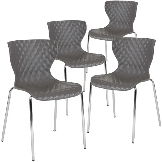 Emma and Oliver 4 Pack Contemporary Design Plastic Stack Chair Purple {6}