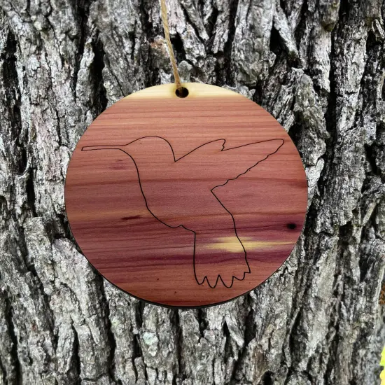 CEDAR Ornament - Hummingbird- Cedar Wood {3}