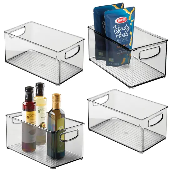 mDesign Plastic Kitchen Pantry Organizer Bin with Handles, 4 Pack {1}